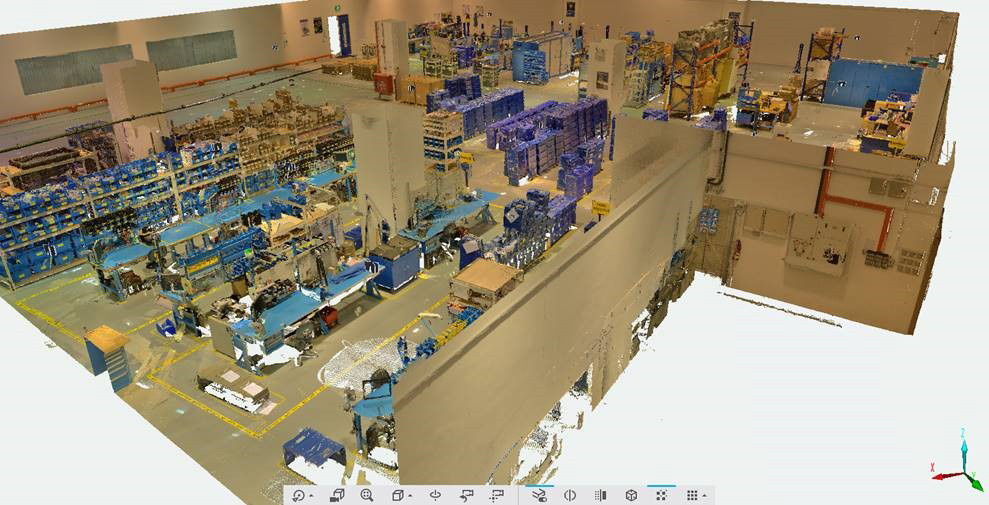 3D-Modell einer Produktionshalle