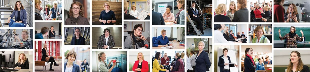Fotocollage mit Wissenschaftlerinnen am KIT