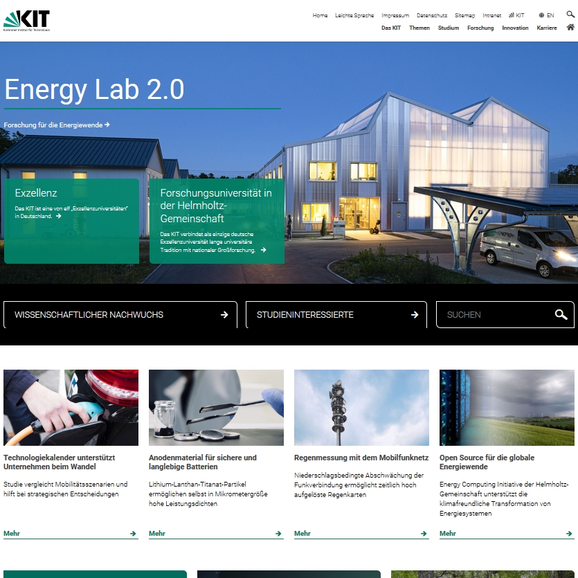 Die Onlineangebote des KIT: Die Webseite als Portal zur Themenwelt. Social Media: Digital vernetzt und gut informiert.